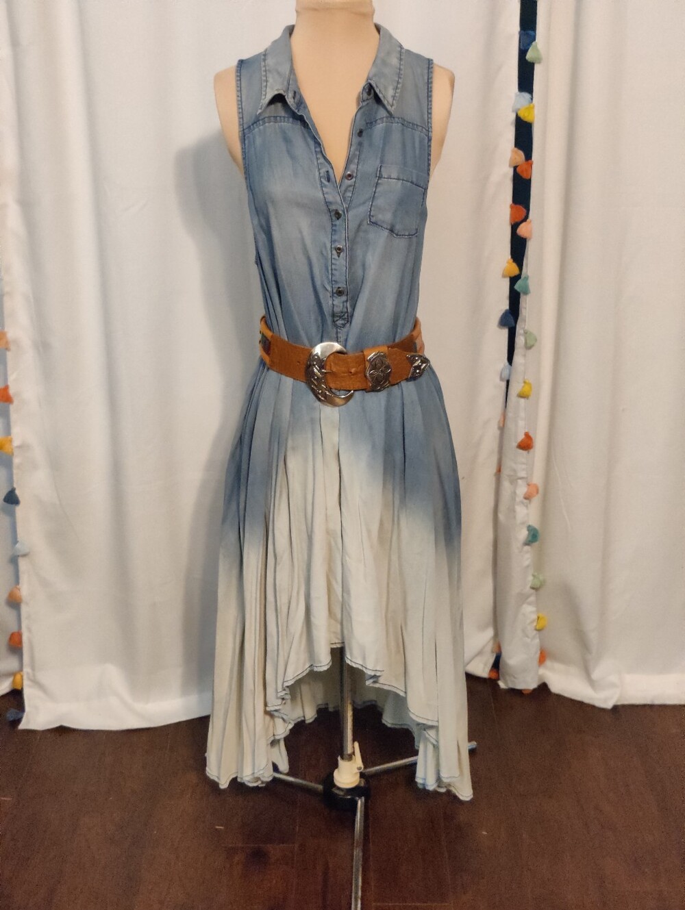 Holding Horses Hombre Denim Chambray Hi Lo Maxi Dress Anthropologie M